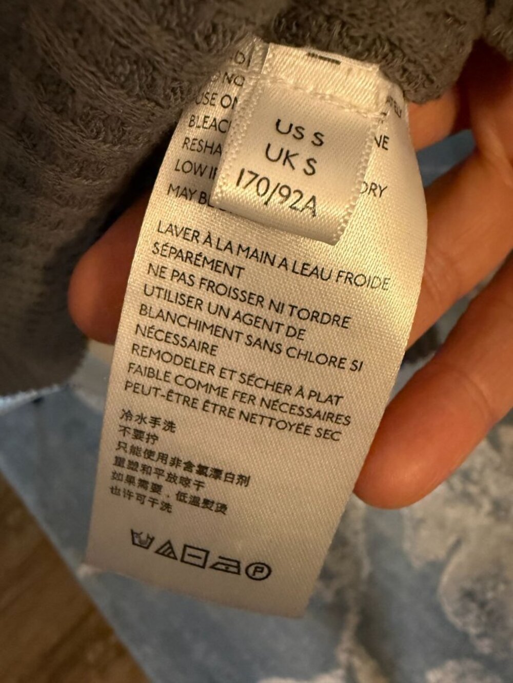 We The Free Free People Oversized Waffle Hoodie Multicolor Jacquard Grey S - Picture 7 of 8